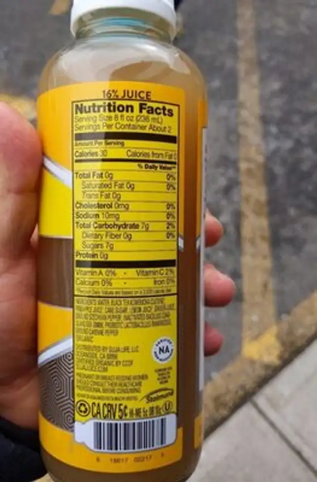 Pineapple heat kombucha, pineapple heat nutrition facts table