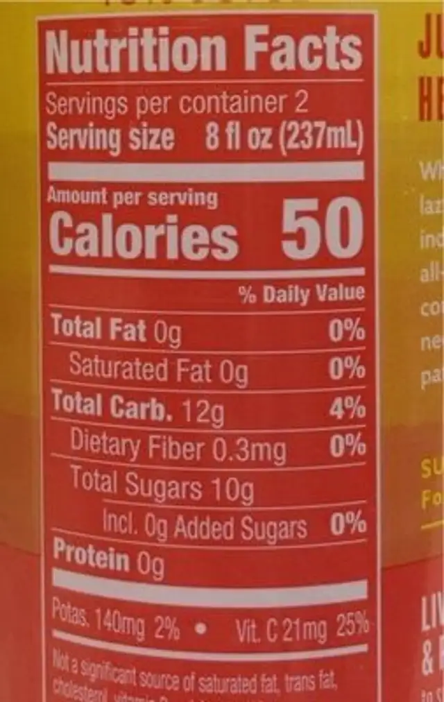 Reboot 1 day detox nutrition facts table