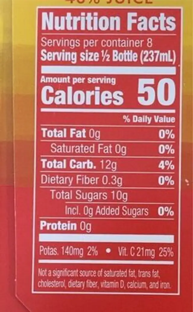 Reboot 1-day detox nutrition facts table