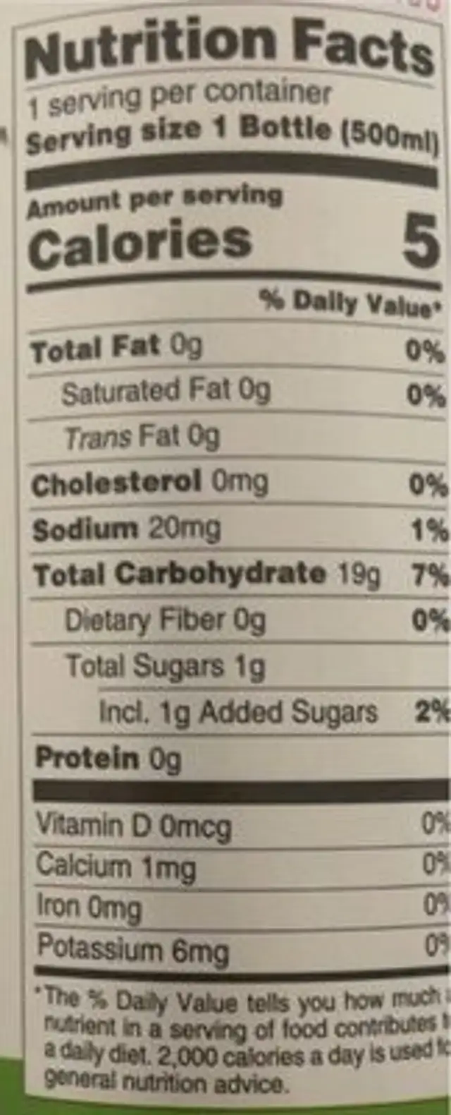 Organics aloe vine mixed berry nutrition facts table