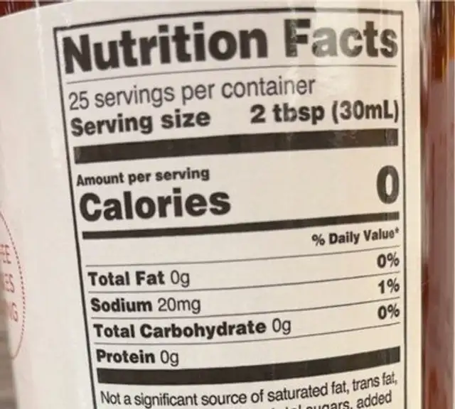 Infused Girl nutrition facts table