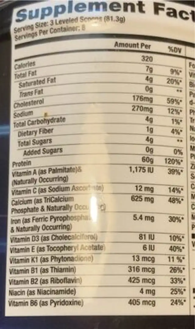 Vitamin Way super advanced formula protein shake nutrition facts table