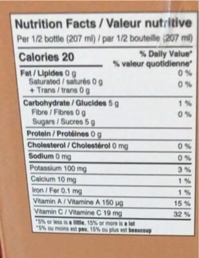 Kombucha hibiscus et églantier nutrition facts table