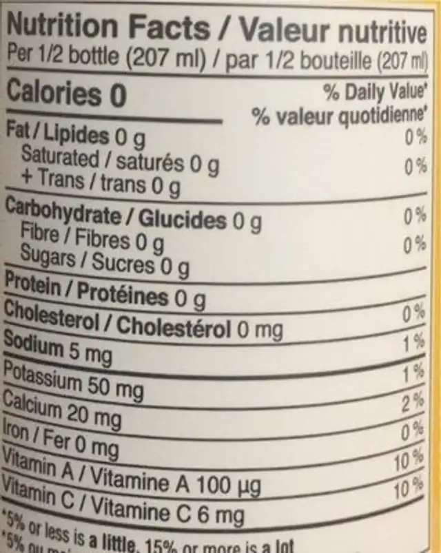 Focus Sparkling adaptogenic beverage nutrition facts table