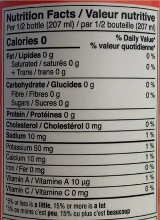 Boost nutrition facts table