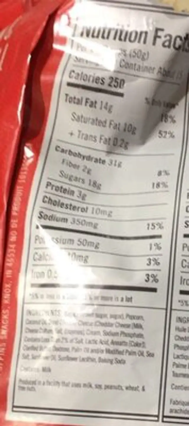 Mélange sucré-salé nutrition facts table