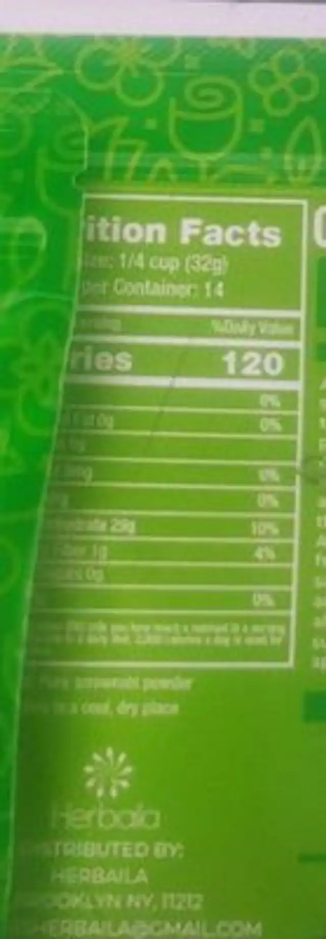 Arrowroot powder nutrition facts table