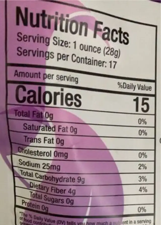 French Chicory Root Coffee nutrition facts table