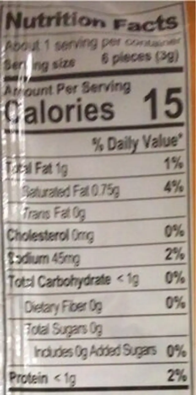 Seaweed snak korean bbq nutrition facts table