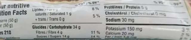 CUNCH nutrition facts table