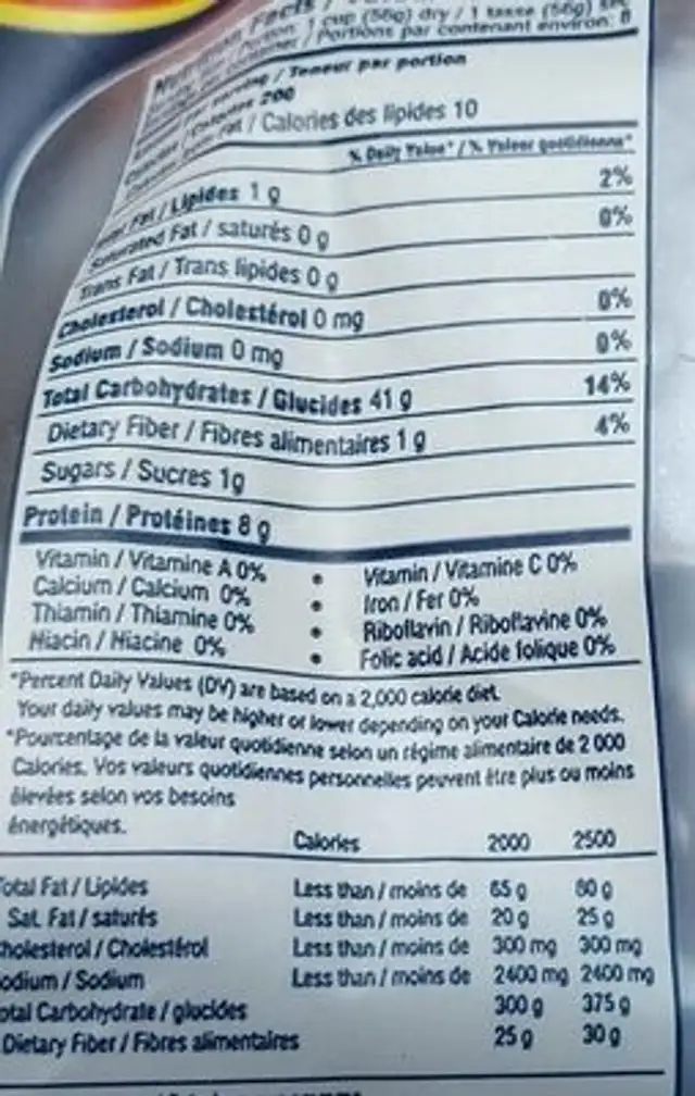 Pastificio di martino nutrition facts table