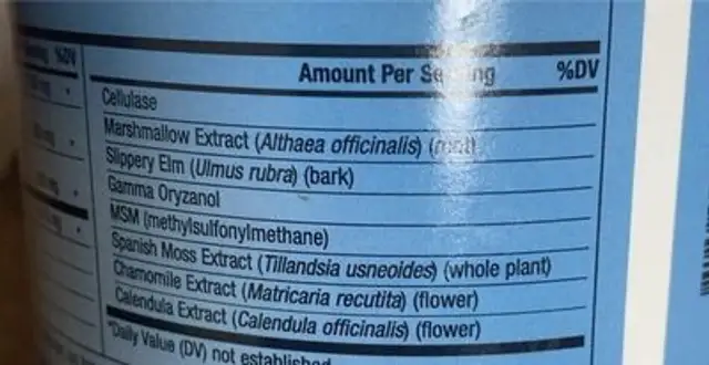 Repair Vite nutrition facts table