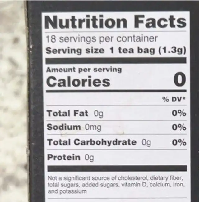 Plantain Leaf Tea nutrition facts table
