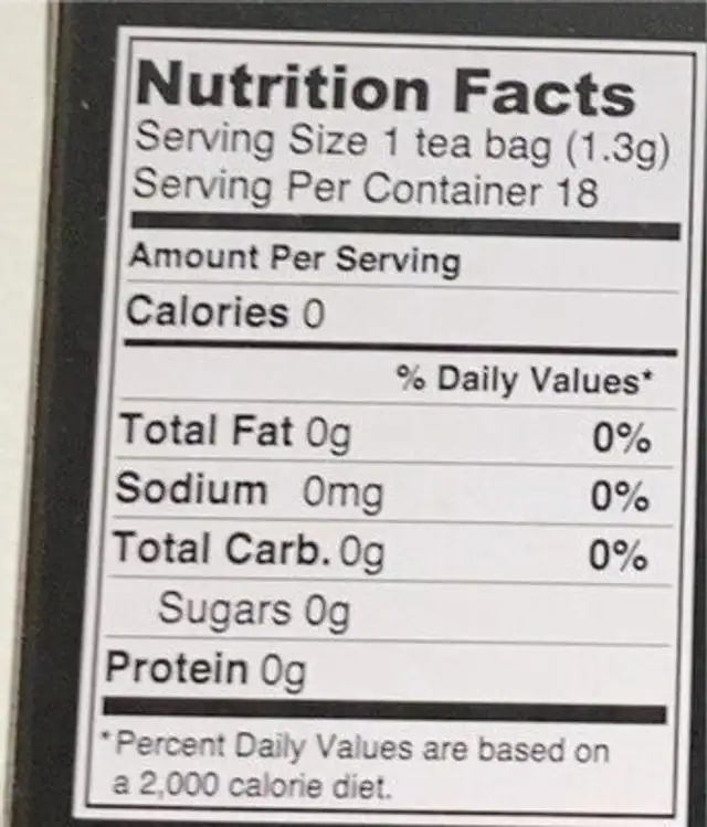 Thyme leaf tea nutrition facts table