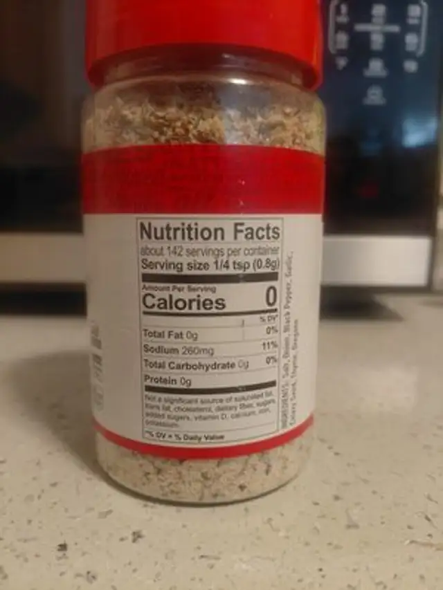 Original mixed-up salt nutrition facts table