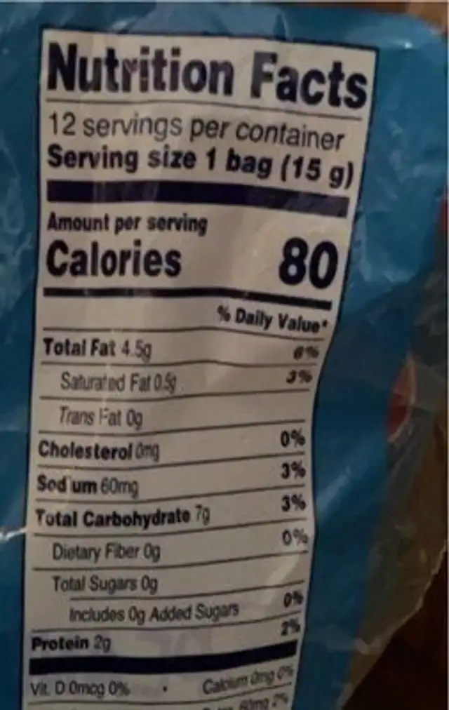 BAMBA Peanut Butter Puffs nutrition facts table