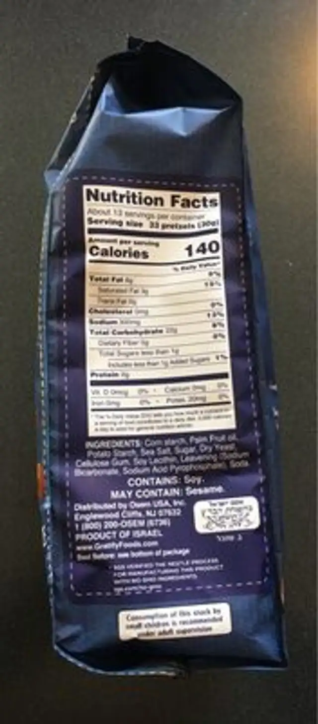 Gratify gluten free sea salt sticks nutrition facts table