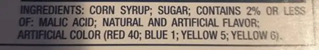 Jolly Rancher Hard Candy (Original Mix) ingredients label