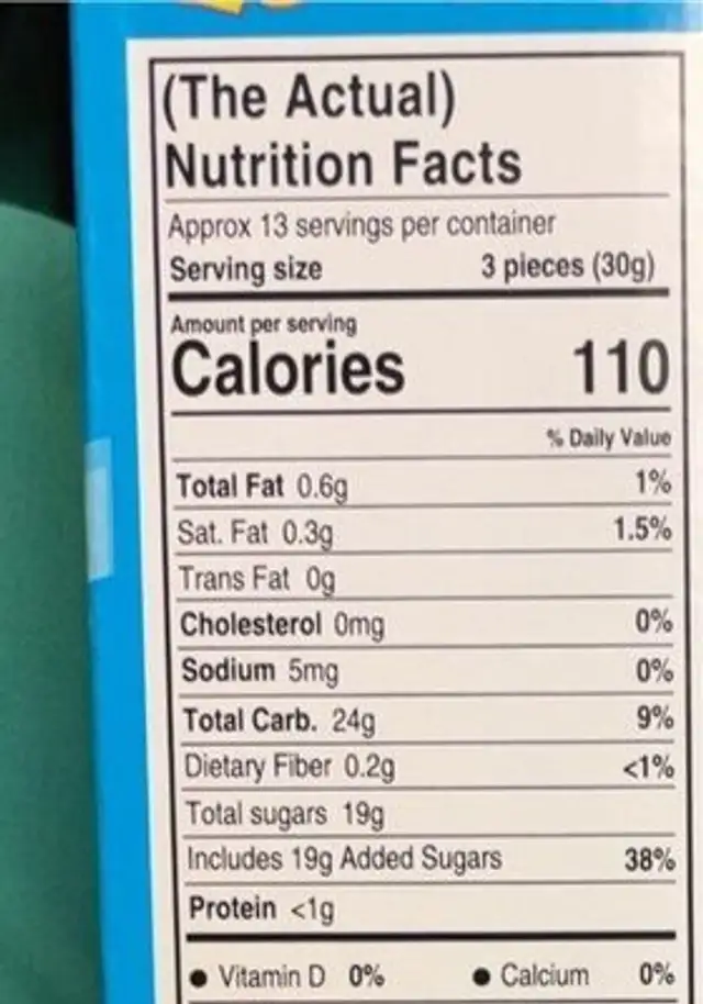 Sour power quattro nutrition facts table