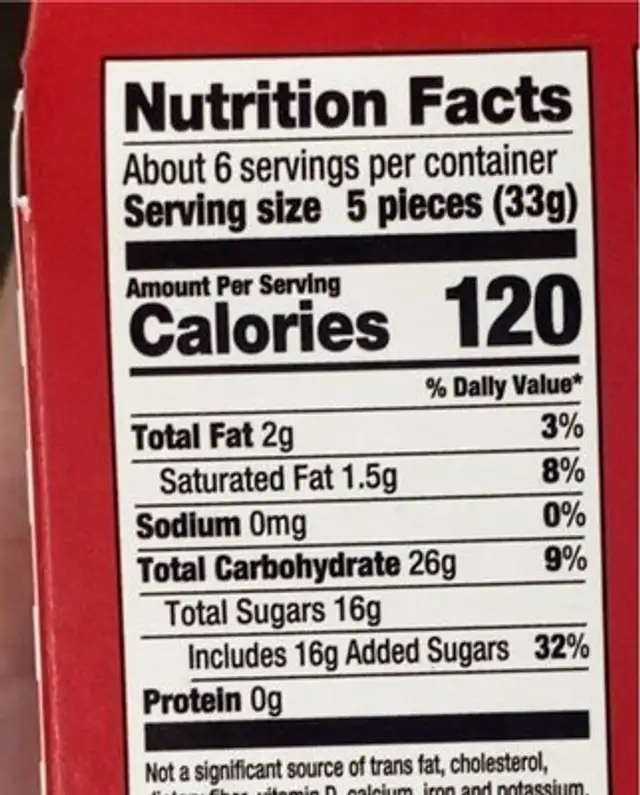Salt water taffy nutrition facts table