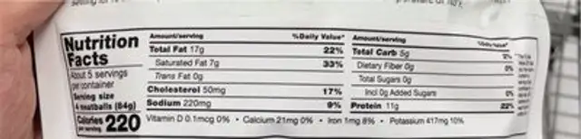 Beetnik organic grass fed beef meatballs nutrition facts table