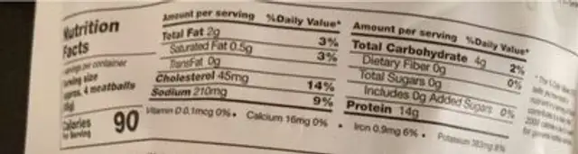 Organic organic chicken meatballs nutrition facts table
