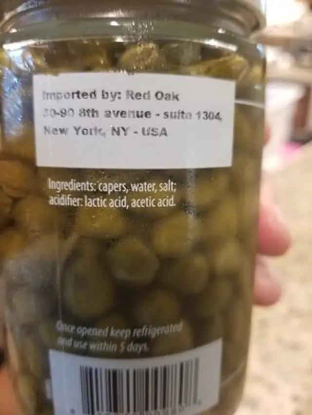 capers in brine ingredients label