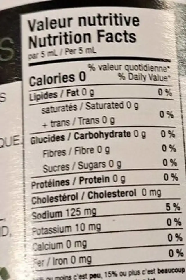 Piments chili hachés nutrition facts table