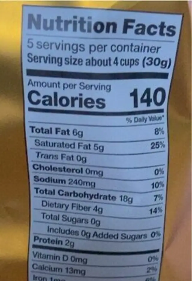 The best 35 calorie nutrition facts table