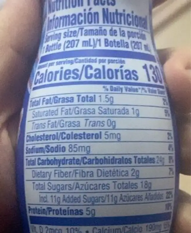 Lala yogurt smoothie nutrition facts table