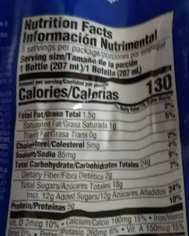 Yougur Lala nutrition facts table