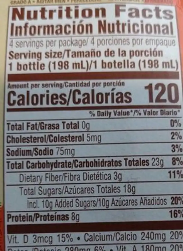 Licuado milk fruit and oats smoothie Mango Carrot nutrition facts table