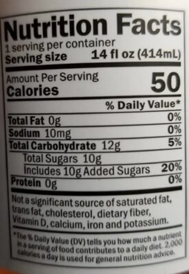 The kombucha raw organic probiotic nutrition facts table