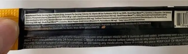 Alpha Brain Instant Peach nutrition facts table