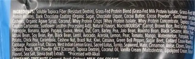 Protein Bites nutrition facts table