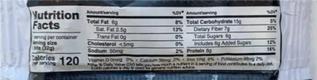 Protein bites nutrition facts table