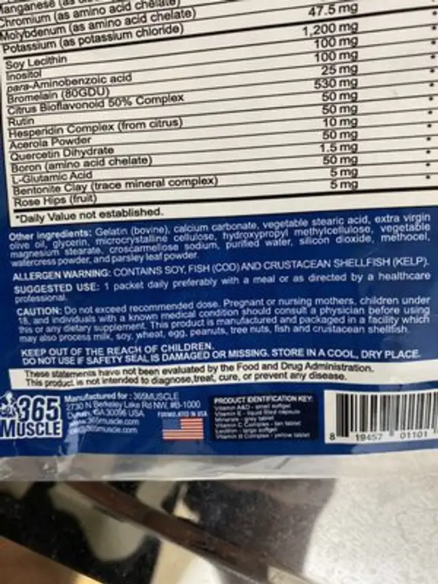 Unknown ingredients label