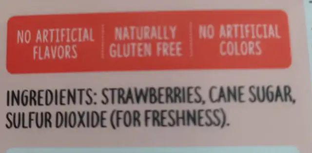 dried strawberry ingredients label