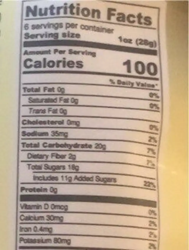 Nutty fruity dried tangerines nutrition facts table
