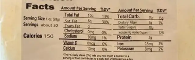 Hazy Days Trail Mix nutrition facts table