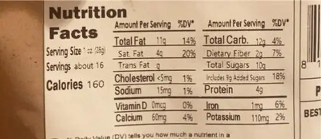 White belgian chocolate cashews nutrition facts table