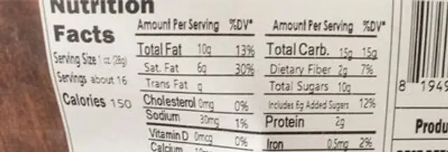 Cashews cranberry white cocolaye nutrition facts table