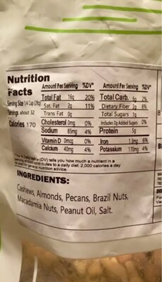 Premium deluxe nut mix nutrition facts table