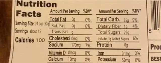 Pineapple tidbits nutrition facts table