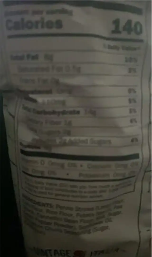 Penne straws nutrition facts table