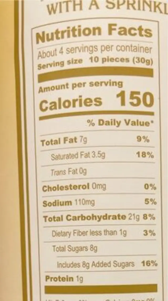 Dark Chocolate Cookie Thins nutrition facts table