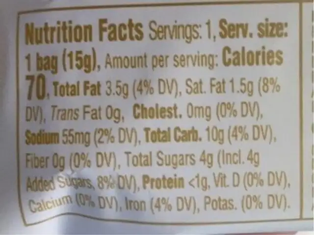 Dark chocolate cookie thins nutrition facts table