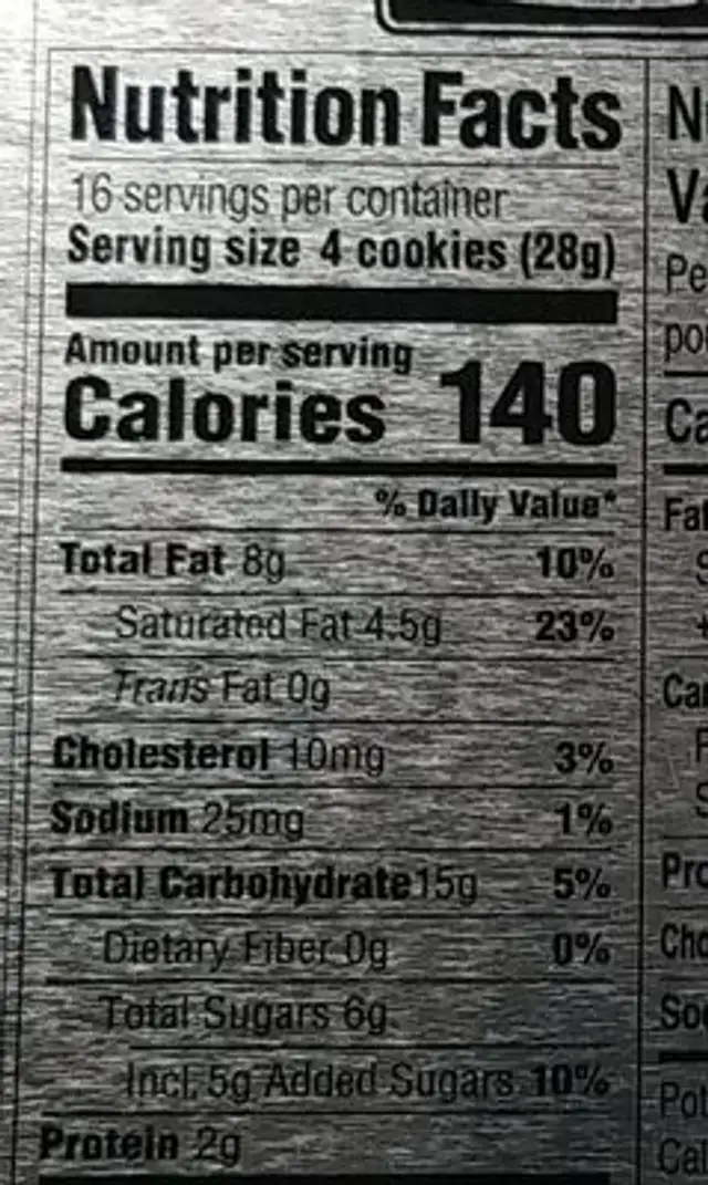 Assortiment De Biscuits Assorted Cookies nutrition facts table
