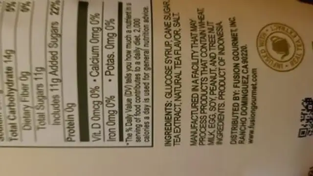 Iced tea candy unit by balis best ingredients label