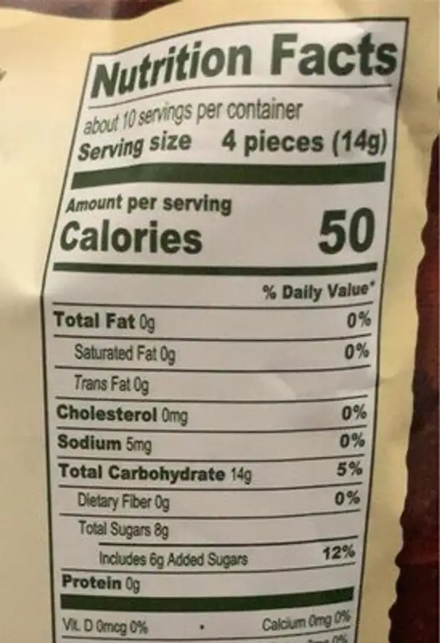 Iced tea candy unit by balis best nutrition facts table